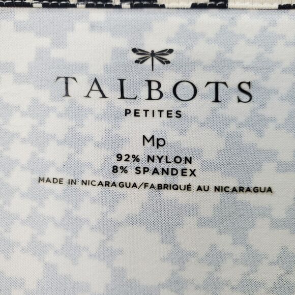 Talbots Petites Geometric Print 3/4 Sleeve Faux Wrap Surplice Top Stretch Sz MP - Picture 3 of 6